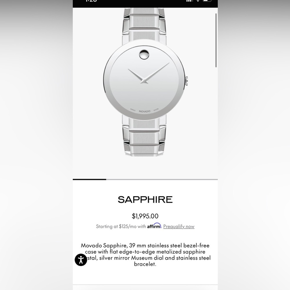 Movado Sapphire watch